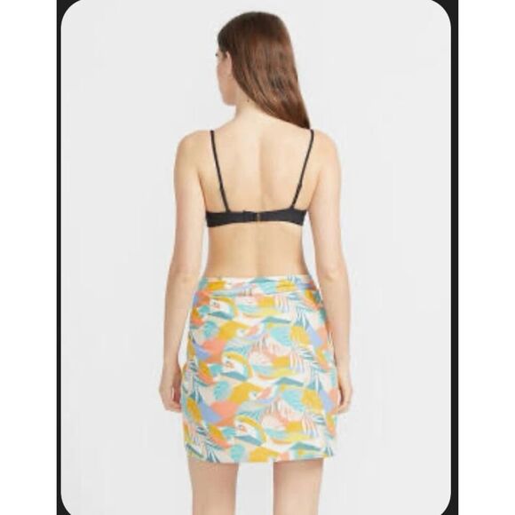 Volcom Colorful Birds of Paradise Orange and Teal Beach Sarong - Picture 2 of 4